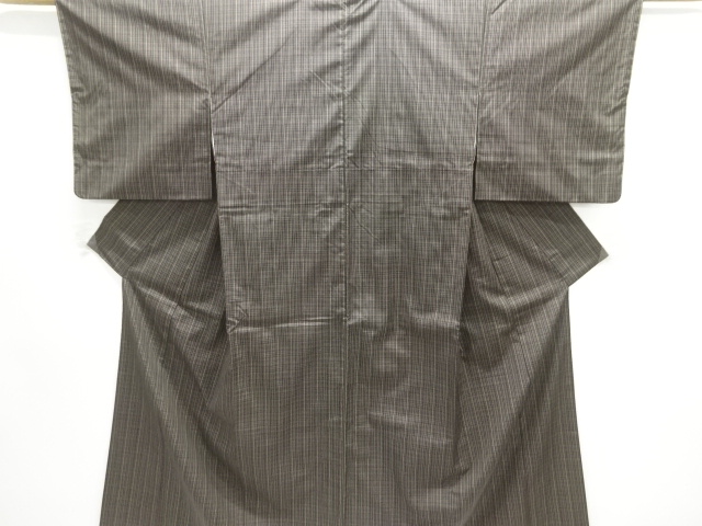 小格子織り出し米沢紬着物